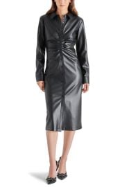 Steve Madden McClain Long Sleeve Faux Leather Midi Shirtdress at Nordstrom