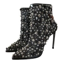 Steve Madden Rhinestone Jeweled Jewel Ankle Boots Booties 6 M Silver Stiletto eBay at eBay