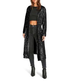 Steve Madden The Show Stopper Open Front Long Sleeve Sequin Statement Duster at Dillards