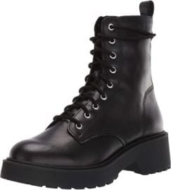 Steve Madden Tornado Lace-Up Chunky Heel Combat Ankle Boots BLACK LEATHER eBay at eBay