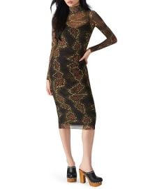 Steve Madden Vivienne Snake Print Turtle Neck Long Sleeve Bodycon Midi Dress Dillardx27s at Dillards