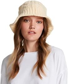 Steve Madden Women39s Cable Knit Bucket HAT WMOLDABLE Brim Ivory ONE Size at Amazon