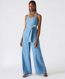 Steve Madden Womens Artie Denim Halter Jumpsuit - Macys at Macys