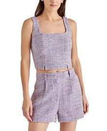 Steve Madden Womens Malika Tweed Square-Neck Top - Macys at Macys