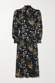 Stevi shirred floral-print georgette midi dress at Net a Porter