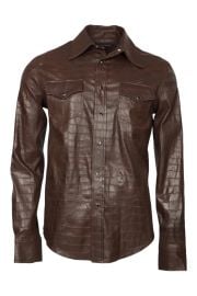 Stevie-Stretch Croco Leather Western Shirt Cot De La Liberte at Cout de la Liberte