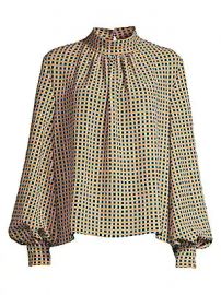 Stine Goya - Eddy Gingham Balloon-Sleeve Top at Saks Fifth Avenue