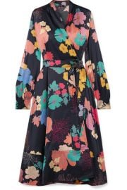 Stine Goya - Reflection floral-print silk-blend charmeuse wrap dress at Net A Porter