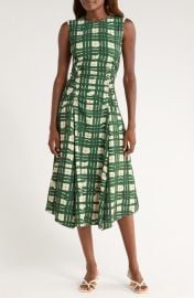 Stine Goya Check Ruched Sleeveless Midi Dress at Nordstrom