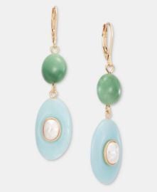 Stone & Imitation Pearl Double Drop Earrings, Macy\'s Exclusive at Macys
