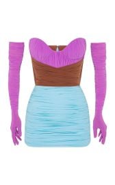 Stone Gloved Ruched Mesh Mini Dress By Alex Perry at Moda Operandi