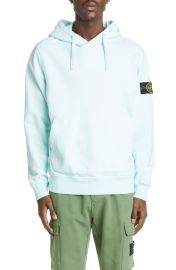 Stone Island Logo Patch Cotton Hoodie in Aqua Size Small at Nordstrom