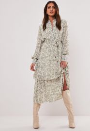 Stone Snake Print Midi Shirt Dress  at Missguided