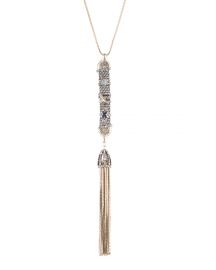 Stone Studded Chain Mesh Tassel Pendant Necklace at Alexis Bittar