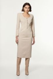 Stone Tailored Viscose Zip Through Multi Stitch Midi Dress at Karen Millen