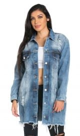 Stone Washed Oversized Distressed Denim Jacket by Soho Girl at Soho Girl