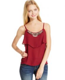 Stoosh Juniors Embellished Popover Tank Top in red at Macys