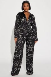 Stop Staring Satin Pant Set - BlackWhite Fashion Nova at Fashion Nova