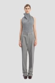 Straight Leg Trouser In Light Grey Melange Victoria Beckham Inc at Victoria Beckham