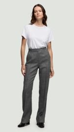 Straight Pintuck Trouser in Textured Wool Twill Women39s Pants Argent at Argent