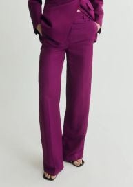 Straight-fit linen-blend suit pants - Women MANGO USA at Mango