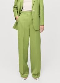Straight-fit linen-blend suit pants - Women MANGO USA at Mango
