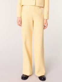 Straight-leg tweedlurex trousers Yellow Orange For Women at Maje