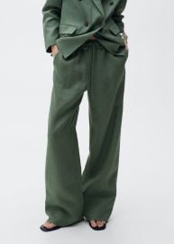 Straight linen-blend pants - Women MANGO USA at Mango