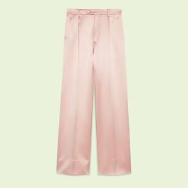 Straight satin pants in light pink US at Gucci