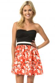 Strapless Bandage Top Floral Skirt Dress at Teeze Me