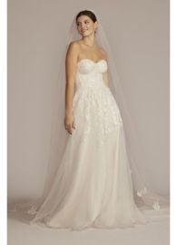 Strapless Beaded Glitter Tulle Wedding Gown at Davids Bridal