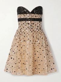 Strapless Embellished Tulle Mini Dress at Net a Porter