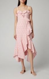 Strapless Ruffled Lace Midi Dress at Moda Operandi