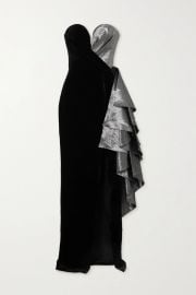 Strapless Ruffled Lamé and Velvet Gown by Rasario at Net A Porter