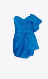 Strapless bow mini dress in peachskin satin  Saint Laurent United States  YSLcom at YSL