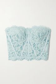 Strapless grosgrain-trimmed corded lace bustier top at Net a Porter