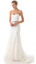 Strapless lace gown by Love Yu at Shopbop