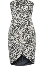 Strapless metallic leopard-jacquard dress at The Outnet