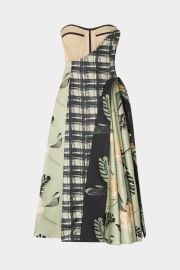 Strapless midi dress with bustier floral and tartan Print Antonio Marras at Antonio Marras