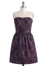 Strapless purple dress at Modcloth