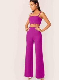 Strappy Cami Top amp Flare Leg Pants Set   USA at Shein