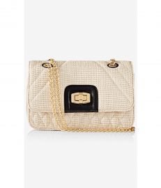 Straw Quilted Chain Strap Shoulder Bag at Express