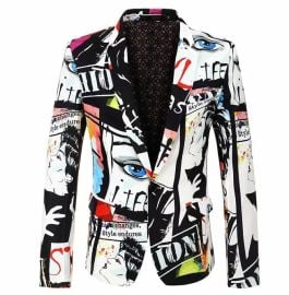 Streetwear Men39s Fashion Printed Suit Jacket RebelsMarket at Rebels Market