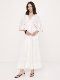 Stretch-Cotton Pleated Maxi Dress at Banana Republic