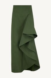 Stretch Cotton Twill Ruffle Detail Pencil Skirt Lela Rose at Lela Rose