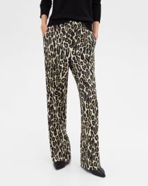 Stretch Leopard Wool Relaxed Straight Pant nbsp at Theory