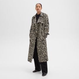 Stretch Leopard Wool Relaxed Trench Coatnbsp at Theory