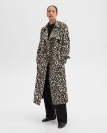 Stretch Leopard Wool Relaxed Trench Coatnbsp at Theory