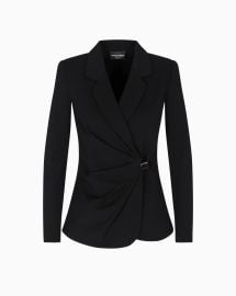 Stretch Milano stitch blazer with draping Emporio Armani at Armani