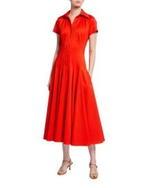 Stretch Pique Tea-Length Dress at Neiman Marcus